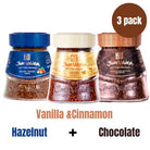 Juan Valdez mix pack of 3 Instant Coffee Freezed Dried Hazelnut Chocolate & Vanilla (95gr each /3.3 Oz each) Café Juan Valdez Soluble Liofilizado de Chocolate, Vainilla y Avellana