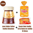Juan Valdez Instant Vanilla Cinnamon Flavor Coffee and Snack cake Gala (95gr/3.3 Oz) Café Juan Valdez Instantaneo Vainilla Canela y Ponque de Gala
