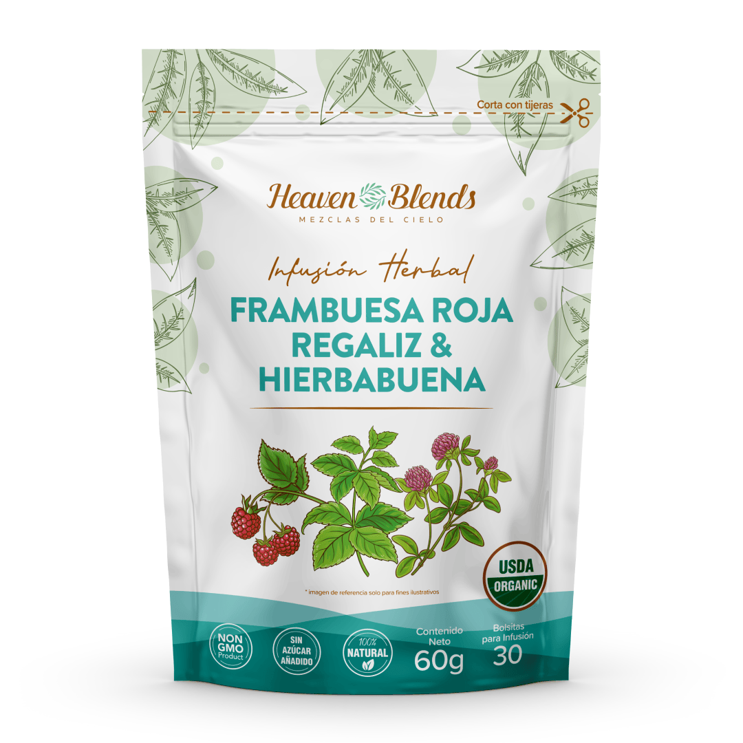 Heaven Blends Infusion Organica de Frambuesa Roja, Regaliz & Hierbabuena (30 und)