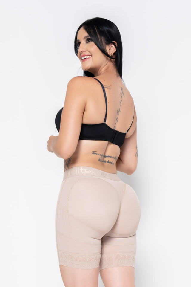 Fajitex Low Waist Mid-Thigh Butt Lifter Shorts Shapewear Nude Lace Hem 024500 Lift Fit