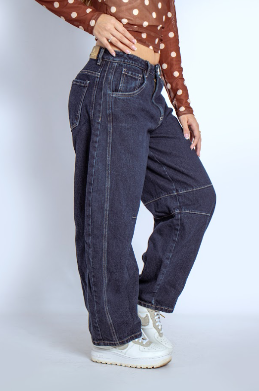 Joy Staz Colombian Jeans Barrel Fit Silueta Holgada Tono Indigo Intenso 716007 Jeans Colombianos