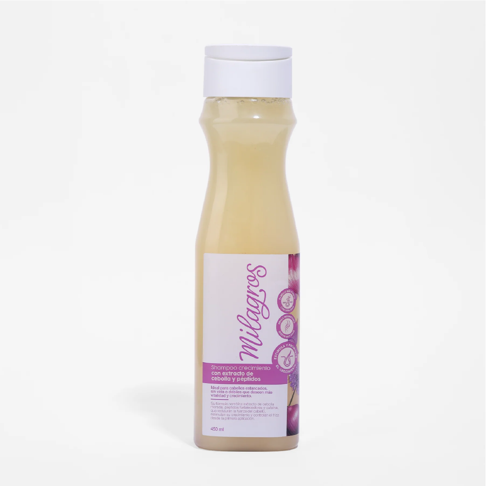 Milagros Shampoo Crecimiento con Extractos de Cebolla y Peptidos 450ml