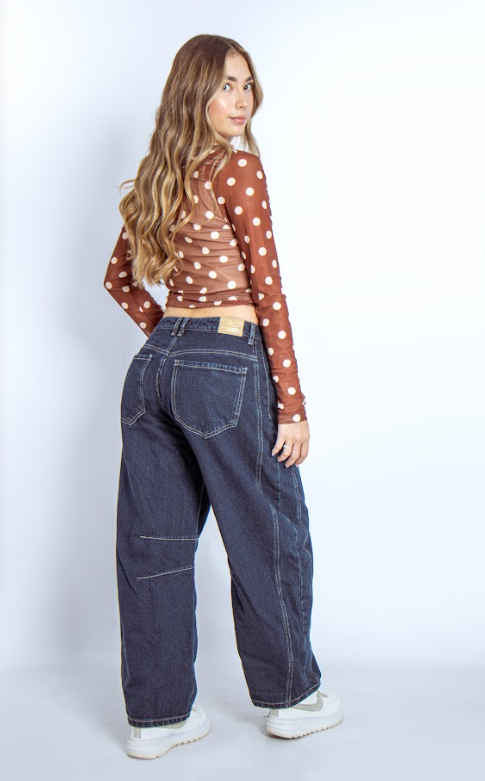 Joy Staz Colombian Jeans Barrel Fit Silueta Holgada Tono Indigo Intenso 716007 Jeans Colombianos