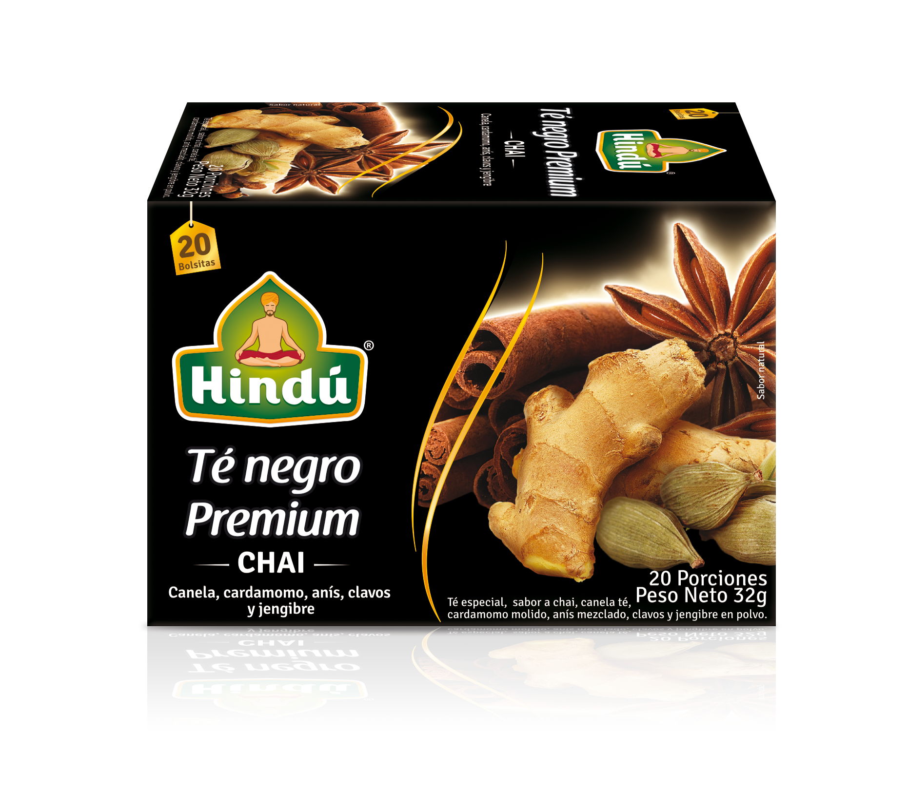 HINDU Te Negro Premium Chai x20unidades