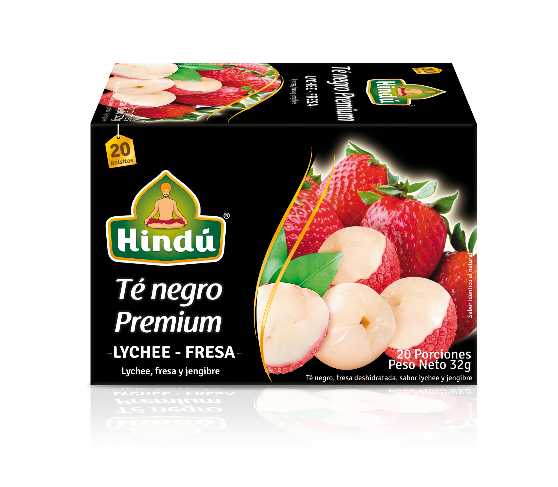 HINDU Te Negro Premium Lychee - Fresa x20unidades