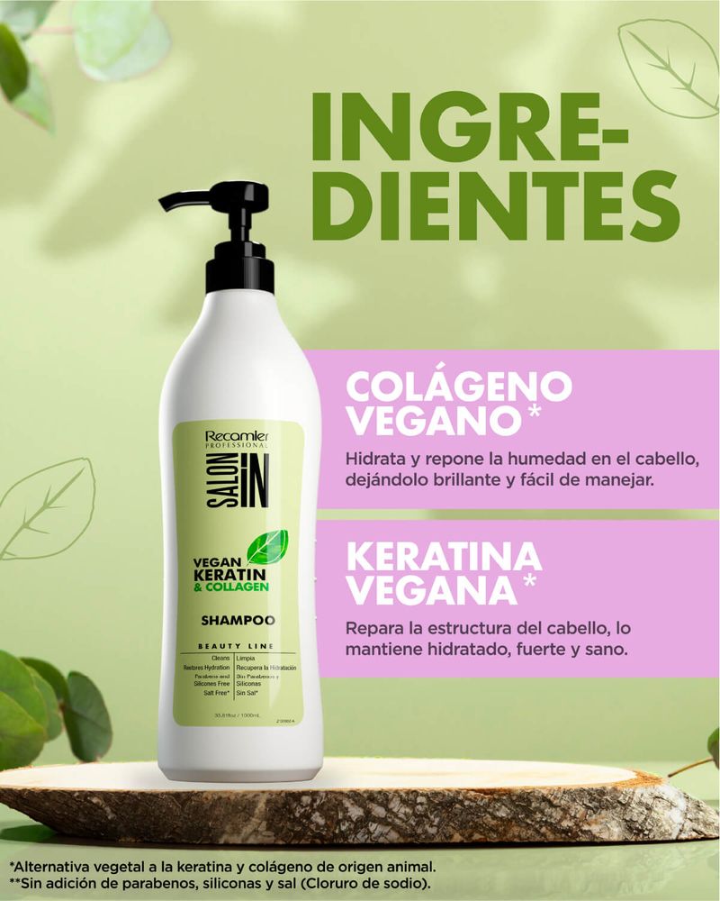 Recamier Salon In Shampoo Vegan Keratin Collagen x 1000 ml