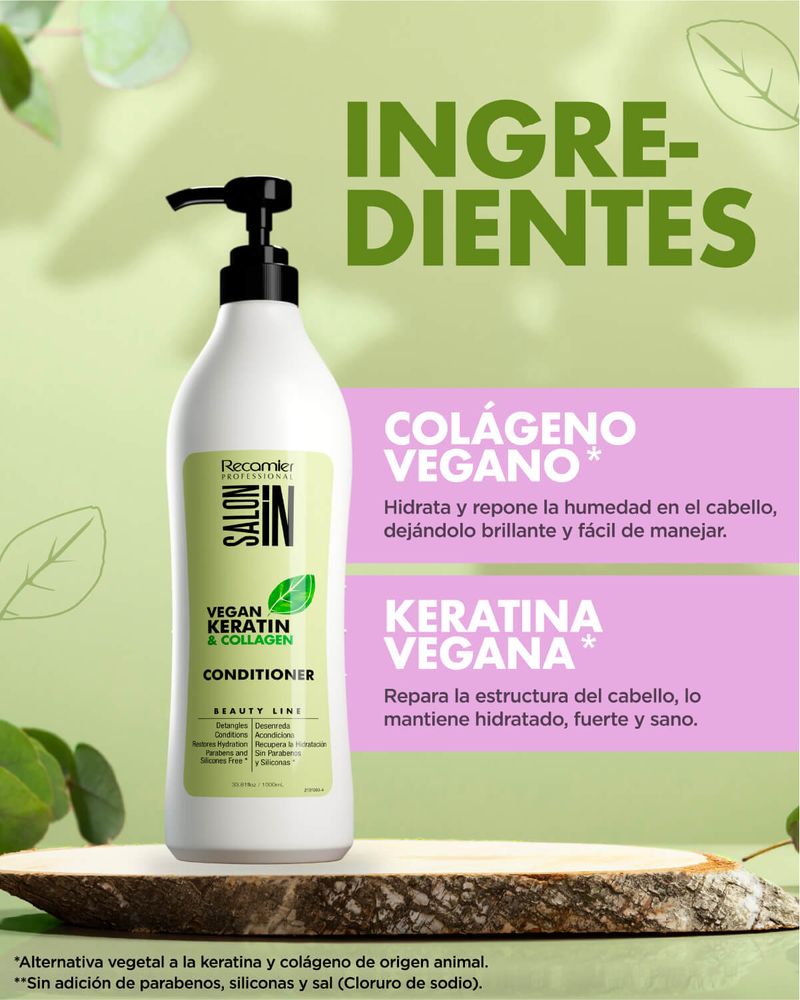 Recamier Salon In Acondicionador Vegan Keratin Collagen x 1000 ml