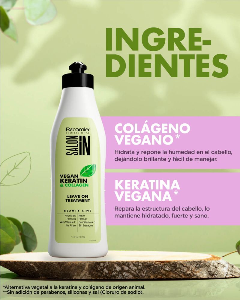 Recamier Salon In Tratamiento Vegan Keratin Collagen LeaveOn 500 ml