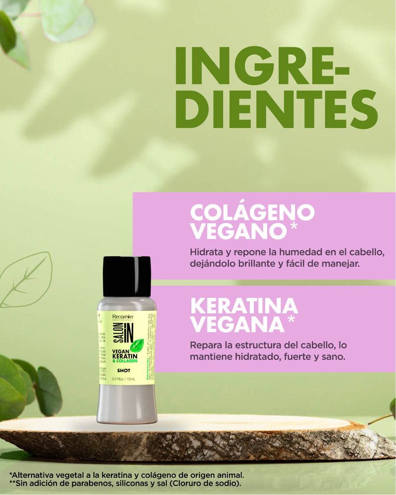 Recamier Salon In Shot Vegan Keratin Collagen dosis x 15 ml