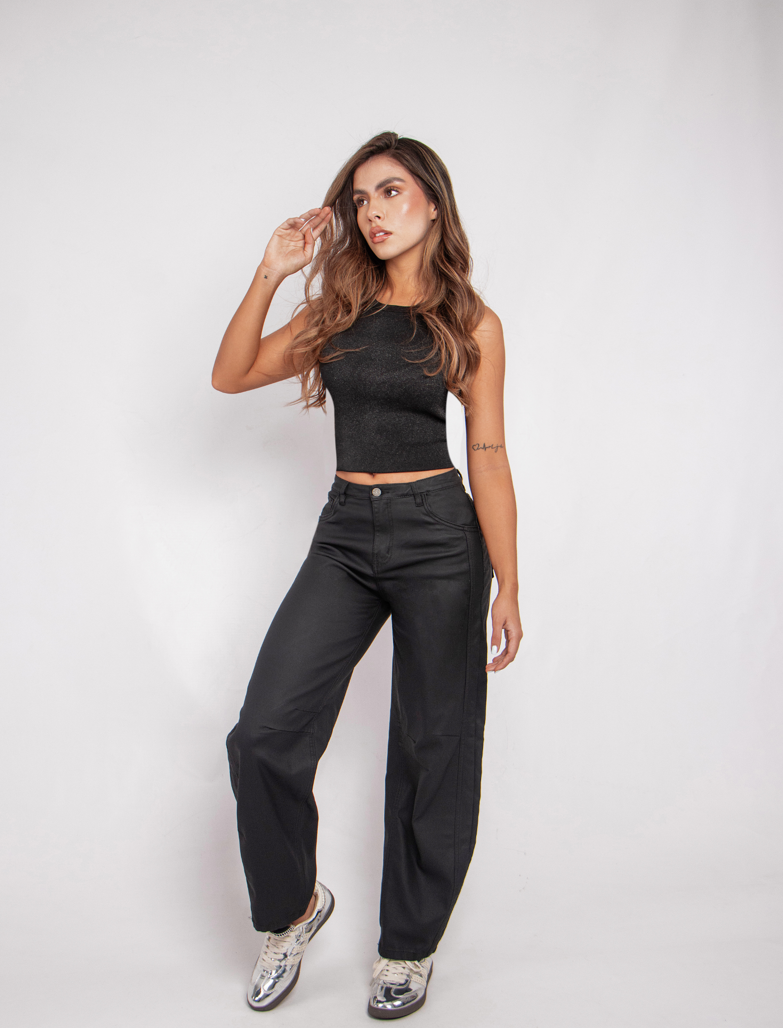 Joy Staz Colombian Jeans Relaxed-Fit Leather-Effect Cargo Jeans REF. 715070