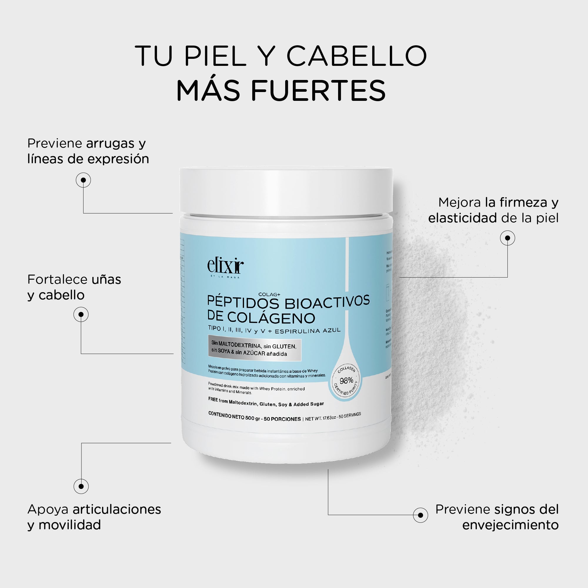 ELIXIR PEPTIDOS BIOACTIVOS DE COLAGENO 500gr