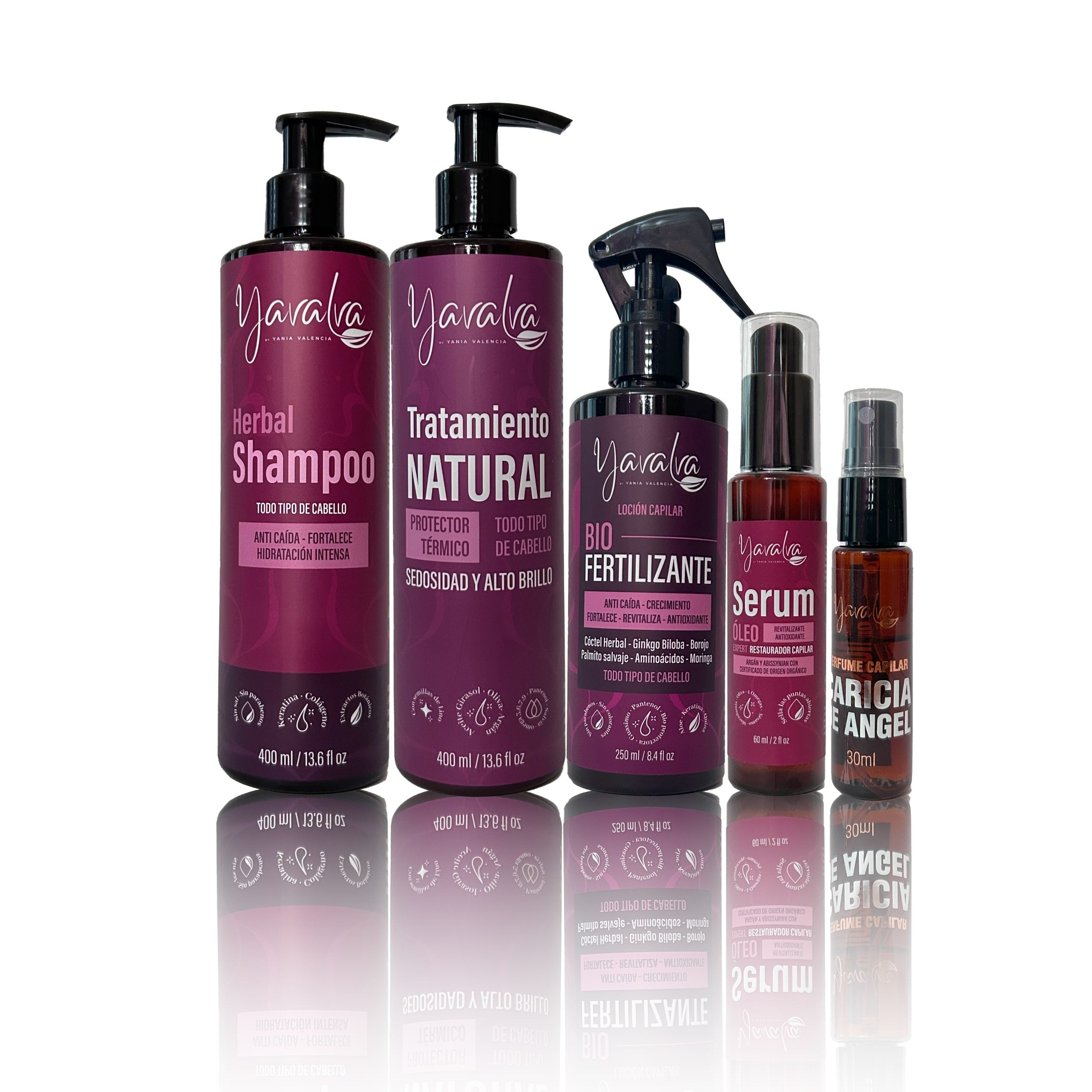 Yavalva Kit Amor (Shampoo Herbal Yavalva x400gr, Locion Bio x 250gr, Tratamiento x 400gr, Serum x 60ml y Perfume Capilar x 30ml)