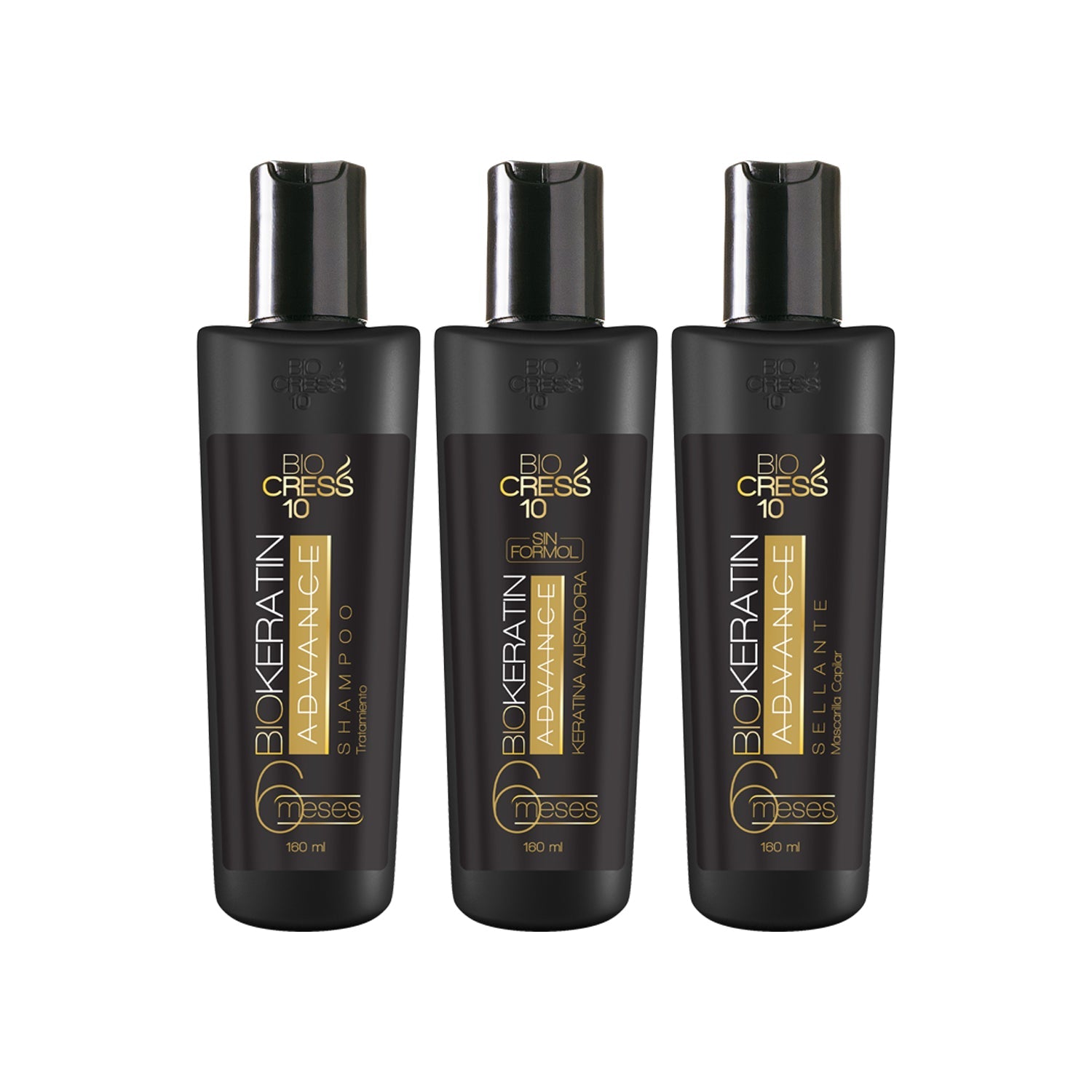 Biocress 10 KIT 3 STEPS KERATIN ADVANCE SHAMPOO/KERATIN/SEALANT 160ml each