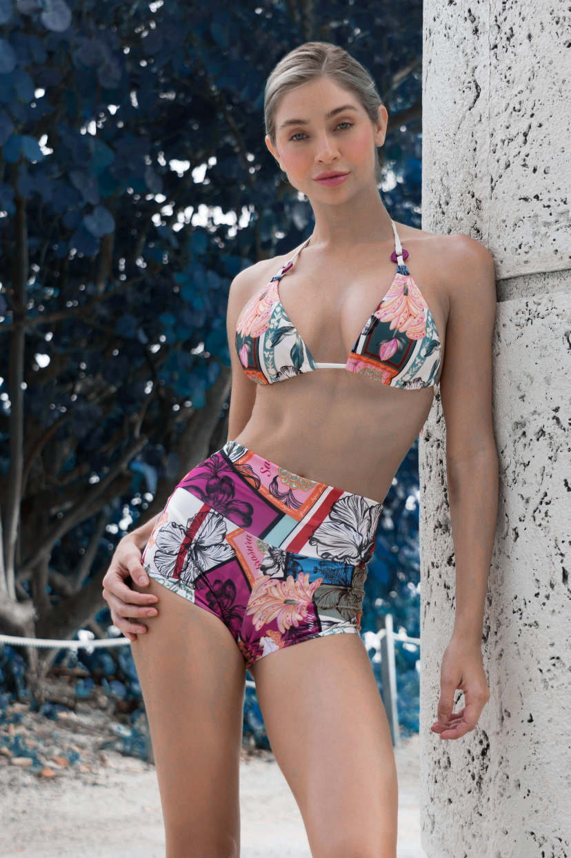 IRGUS Colombian Swimwear Bikini de Tres Piezas Triangular con Mini Pareo REF. 5010 Vestidos de Baño Colombianos