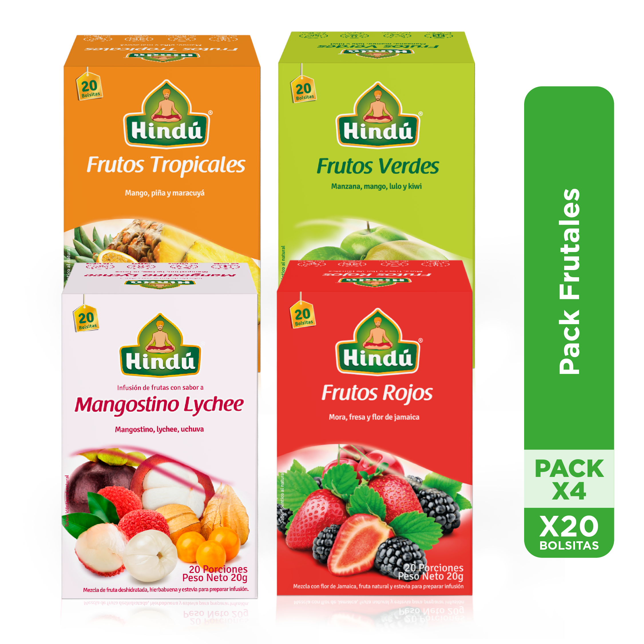 HINDU FRUIT PACK X4 boxes (tropical fruits, green fruits, mangosteen, lychee and red fruits)