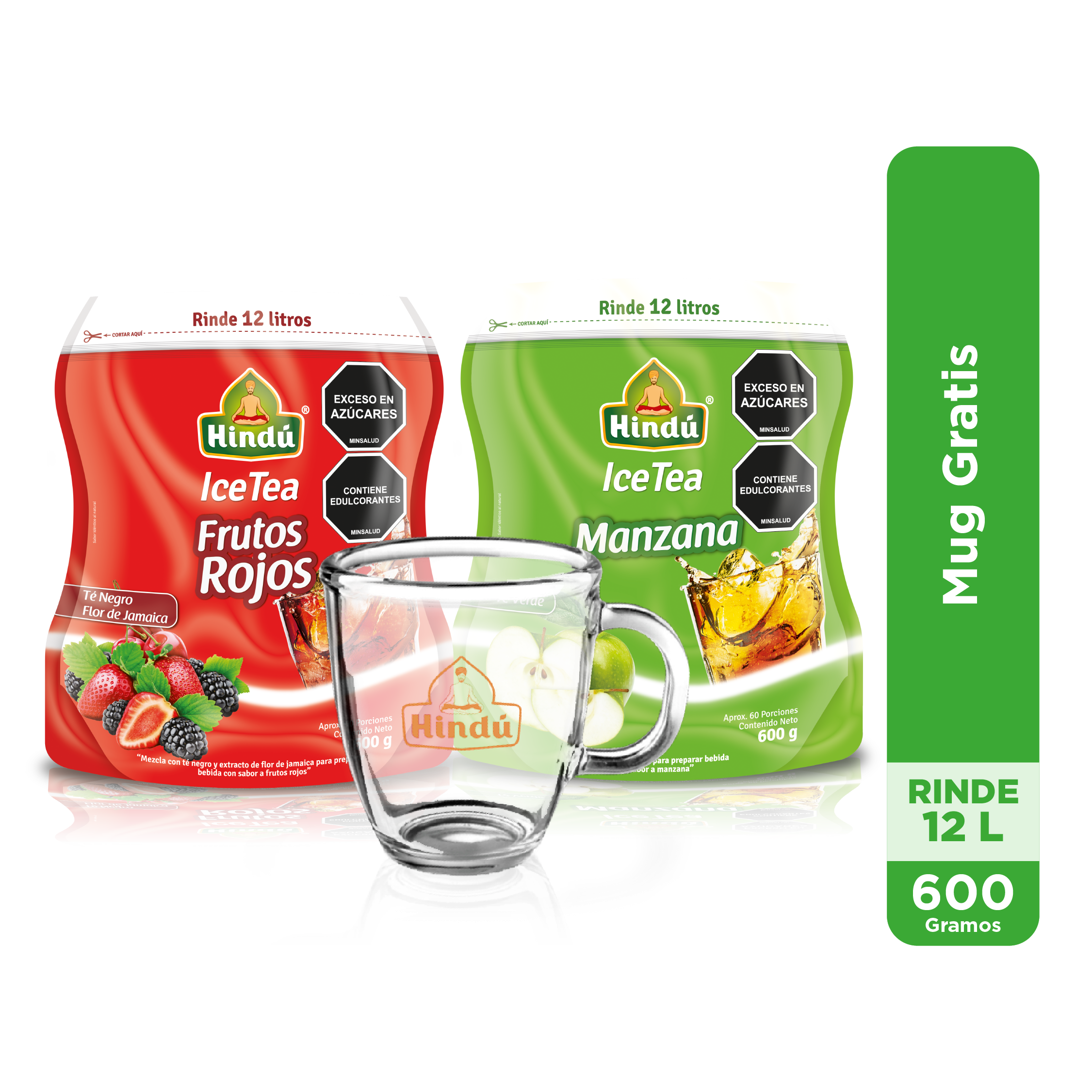 HINDU PACK SOLUBLES ICE TEA  x2 bolsas (frutos rojos y manzana verde)