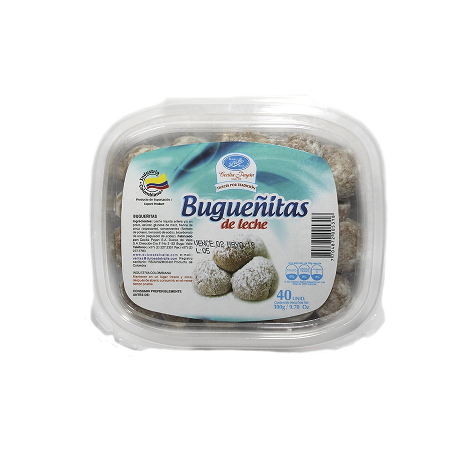 Buguenitas de Manjar Dulces del Valle x 300gr (40 unid)