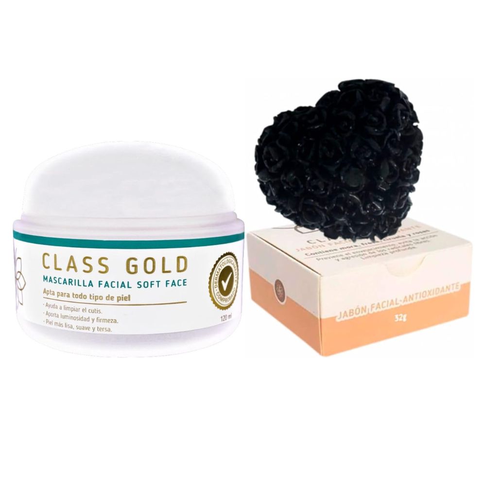 Class gold mascarilla facial soft face y Jabon Facial Antioxidante (2 pack)