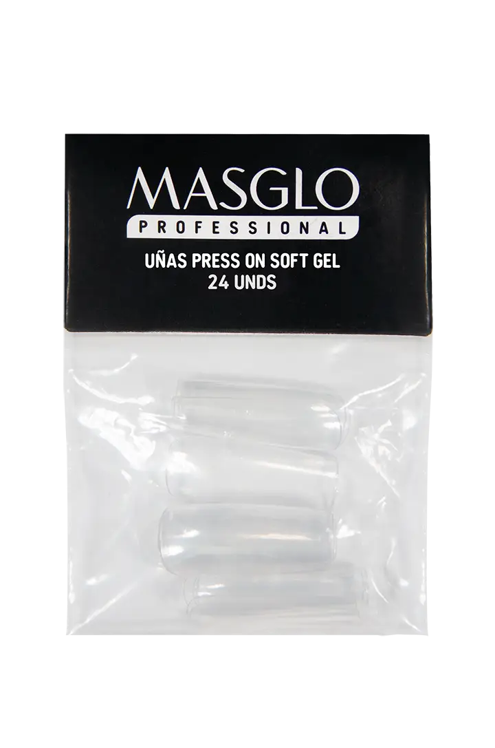 TIPS PRESS ON SOFT GEL CLEAR MASGLO X 24 UND