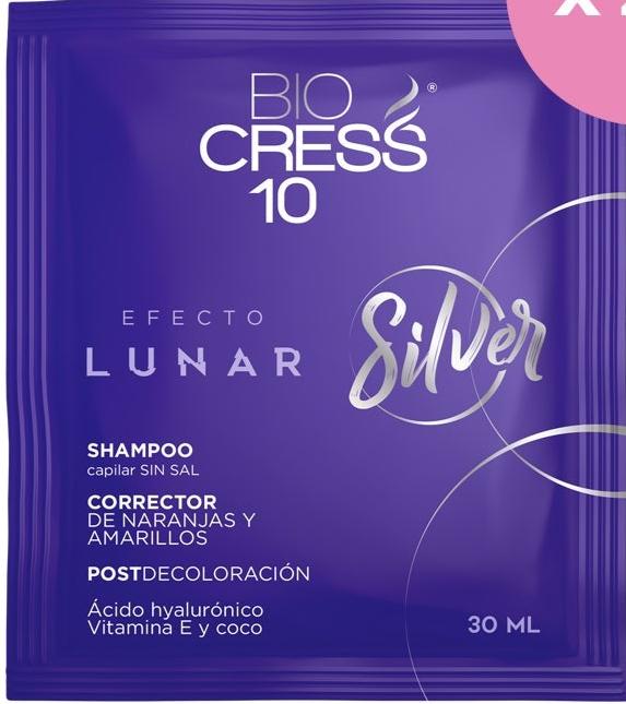 Biocress 10 SHAMPOO SILVER EFECTO LUNAR SACHET 30ml c/u