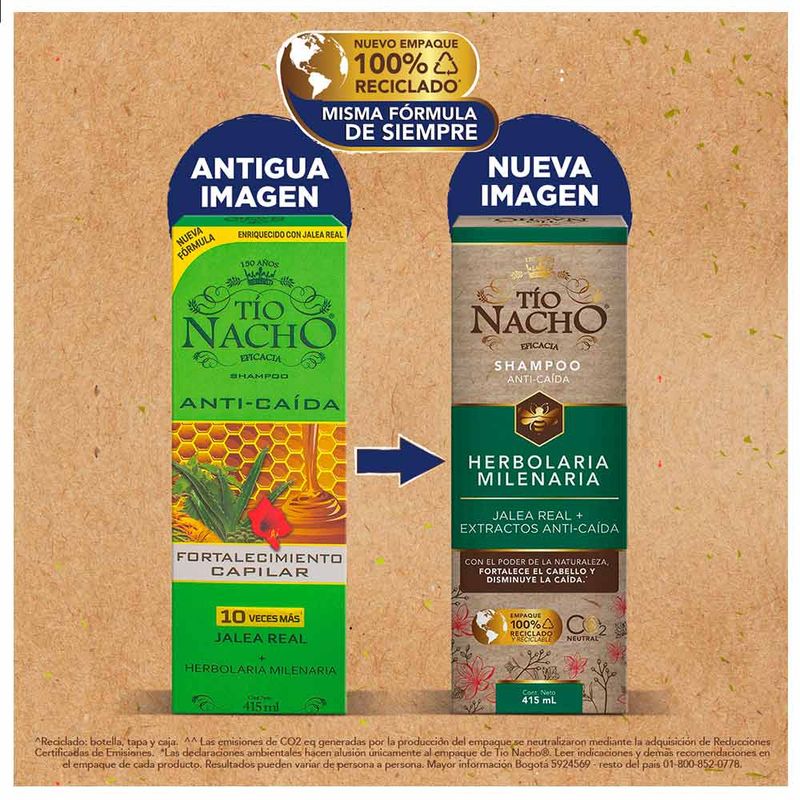 DESCUENTO - Tio Nacho Shampoo Fortalecimiento Herbolaria Milenaria Jalea real+extractos anti-caida x415 ml