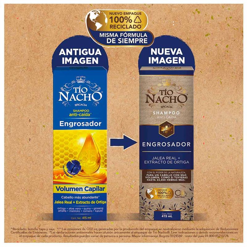 Tio Nacho Shampoo engrosador jalea real+extractos de ortiga x415ml