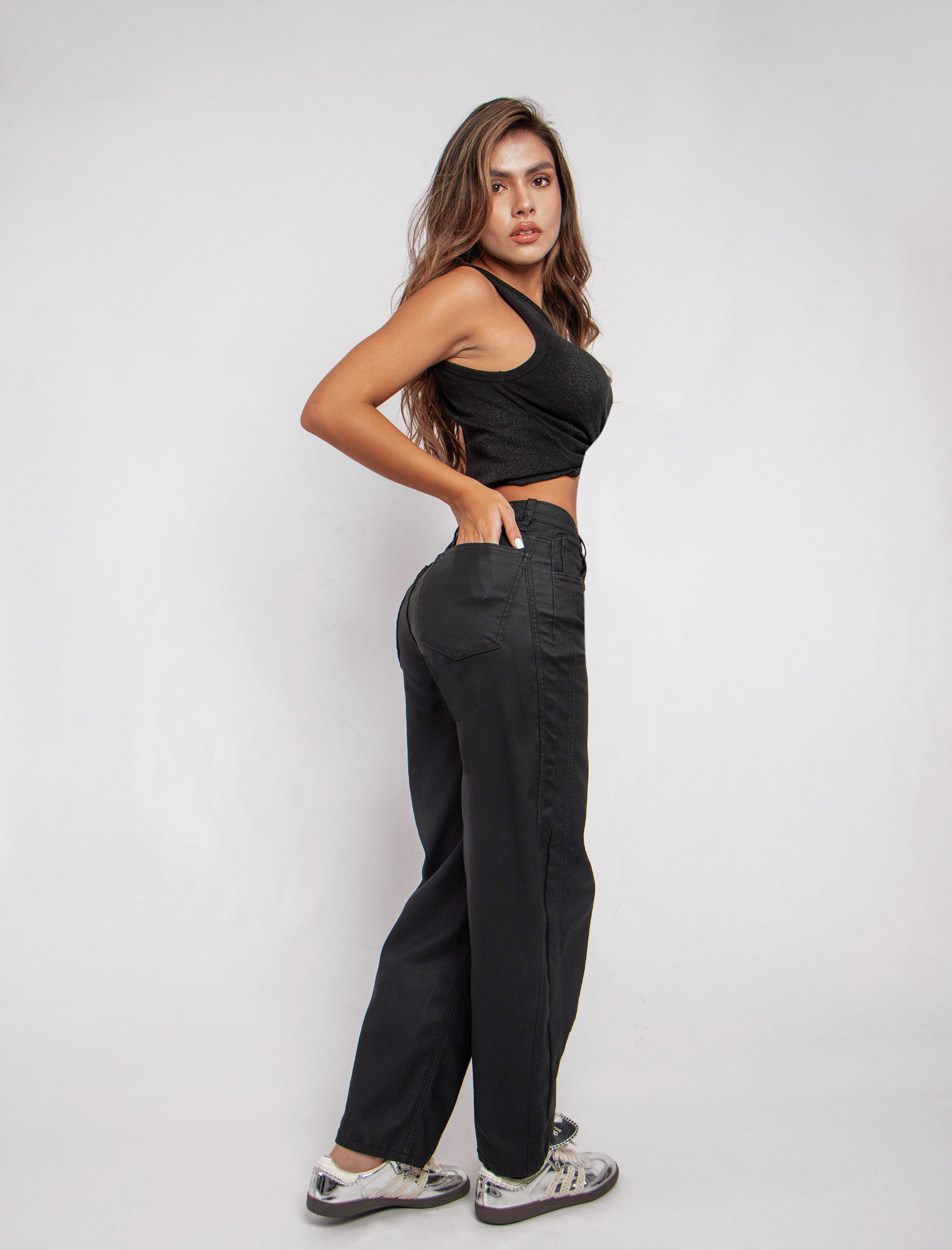 Joy Staz Colombian Jeans Relaxed-Fit Leather-Effect Cargo Jeans REF. 715070