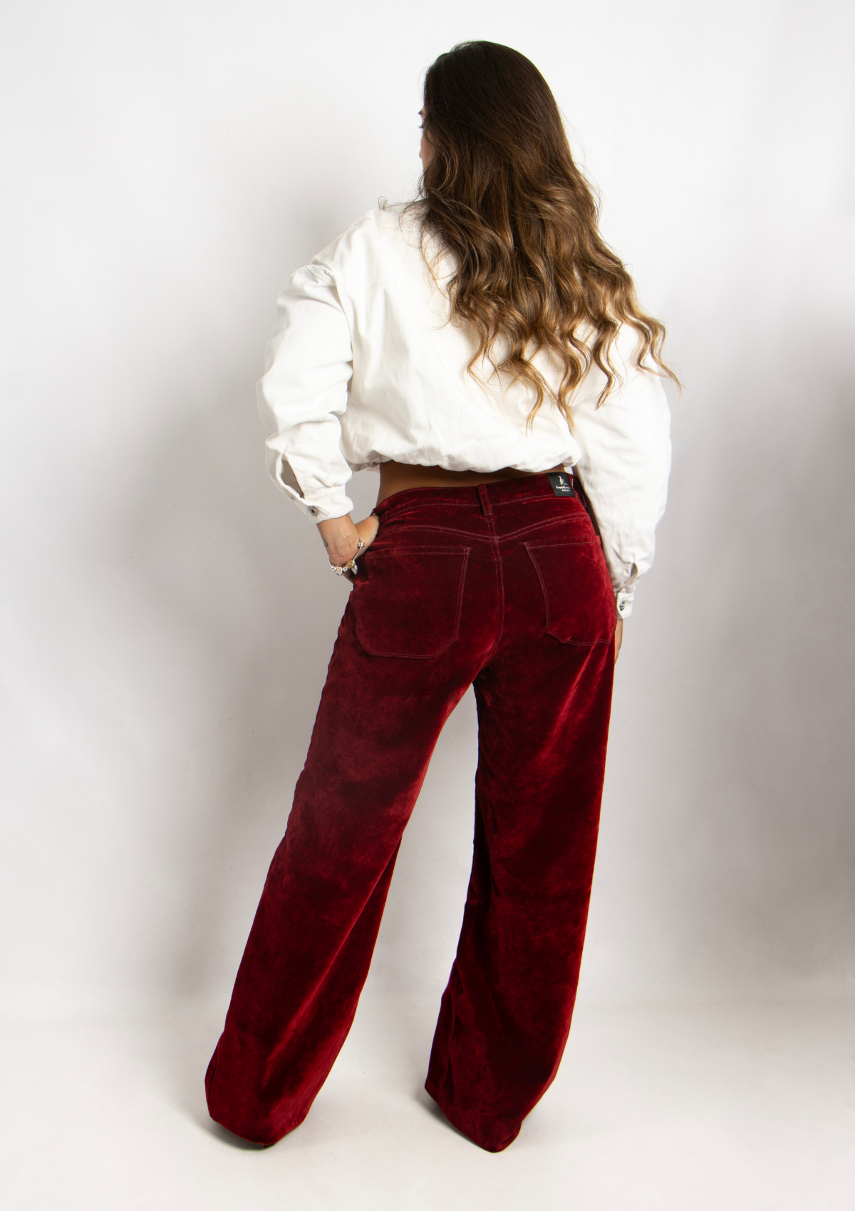 Joy Staz Colombian Jeans Wide Leg Holgado Terciopelo Vinotinto 716008 Jeans Colombianos
