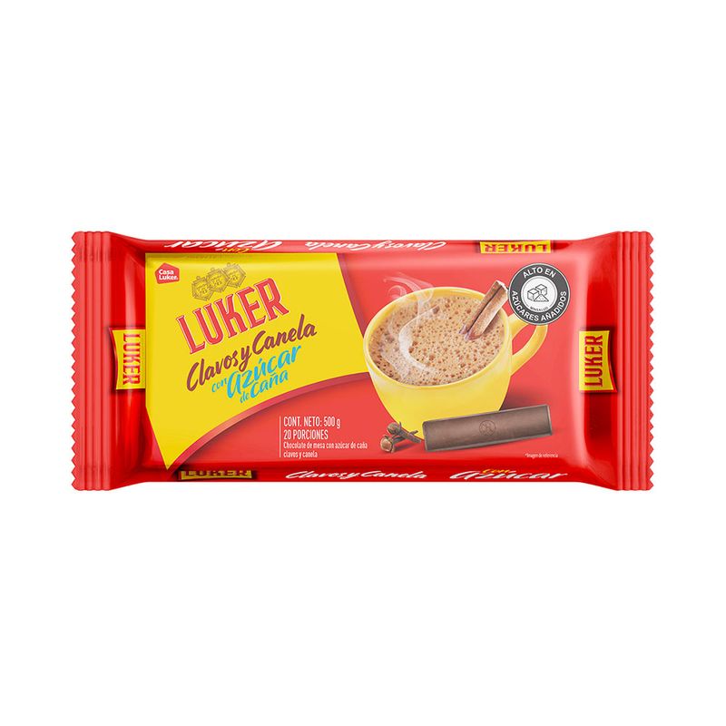 Chocolate Luker clavos y canela con azucar cana x500gr
