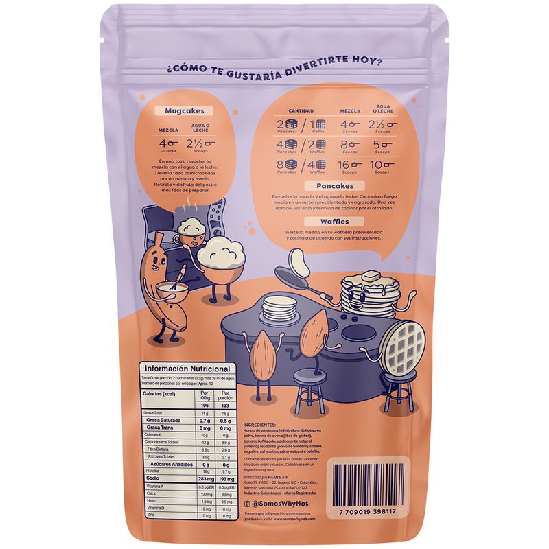 Mezcla de pancakes waffles base de almendras sabor churro Why Not x285g (1 pack)