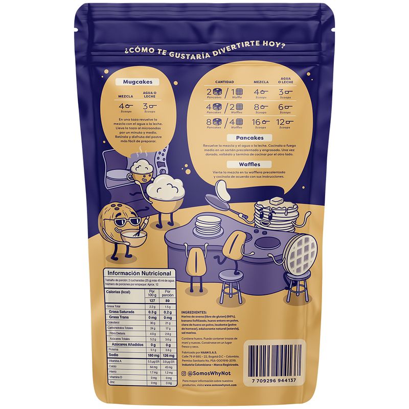 Mezcla de pancakes & waffles avena sabor banano Why Not x300g (1 pack)