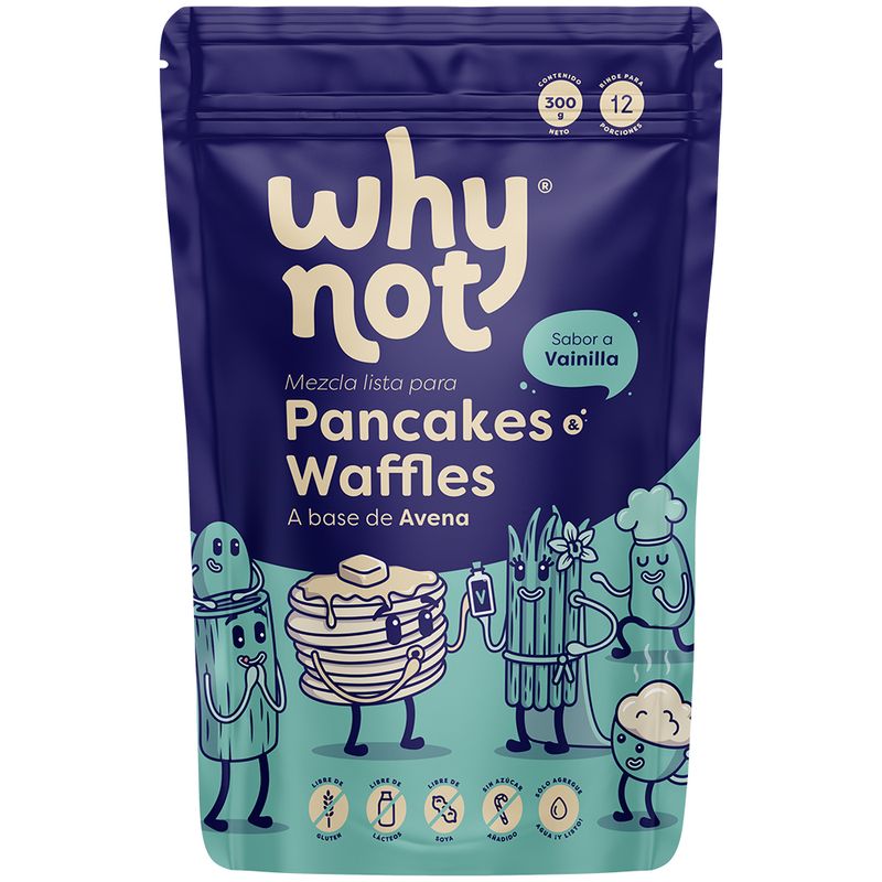 Mezcla de Pancakes Waffles de Vainilla Why Not x300g (1 pack)