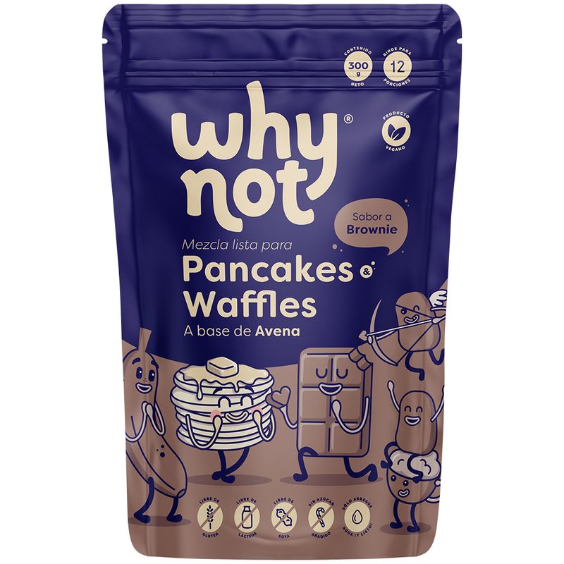 Mezcla de pancakes & waffles avena sabor brownie Why Not x300g (1 pack)