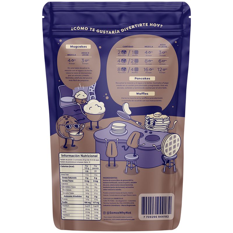 Mezcla de pancakes & waffles avena sabor brownie Why Not x300g (1 pack)