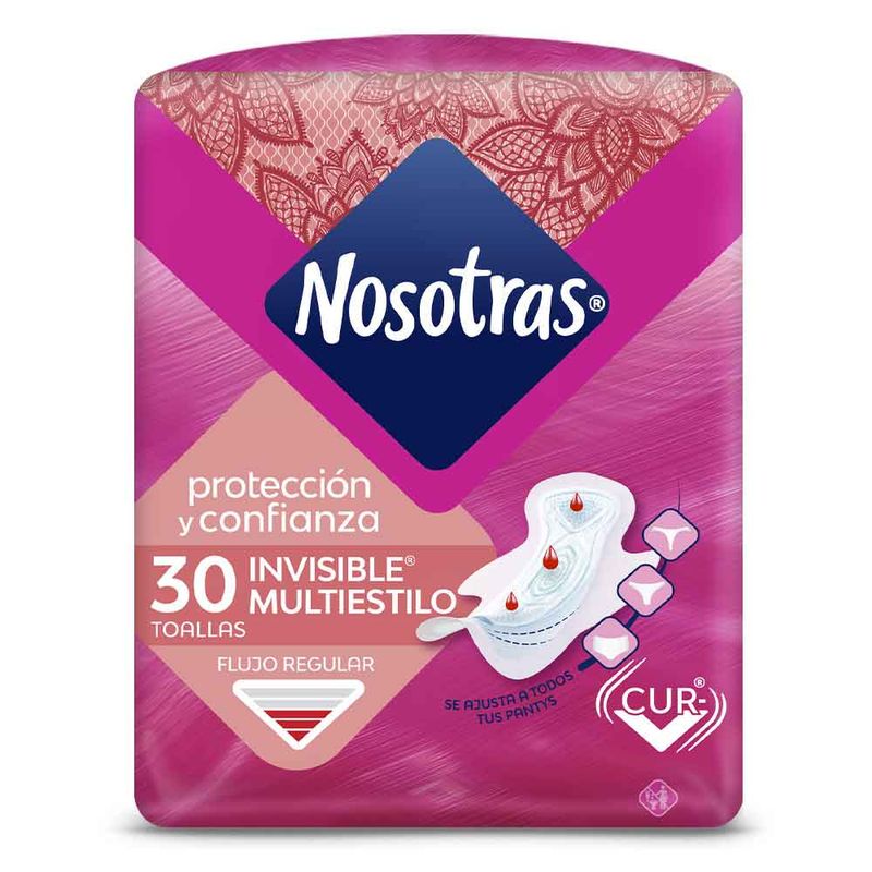 Nosotras Toallas higienicas invisible multiestilo x30und
