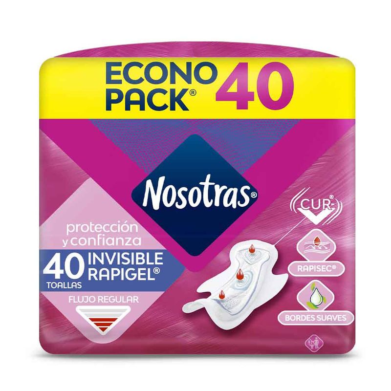 Nosotras Toallas higienicas invisible rapigel x40und