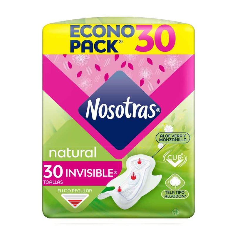 Nosotras Toallas higienicas natural invisible x30und