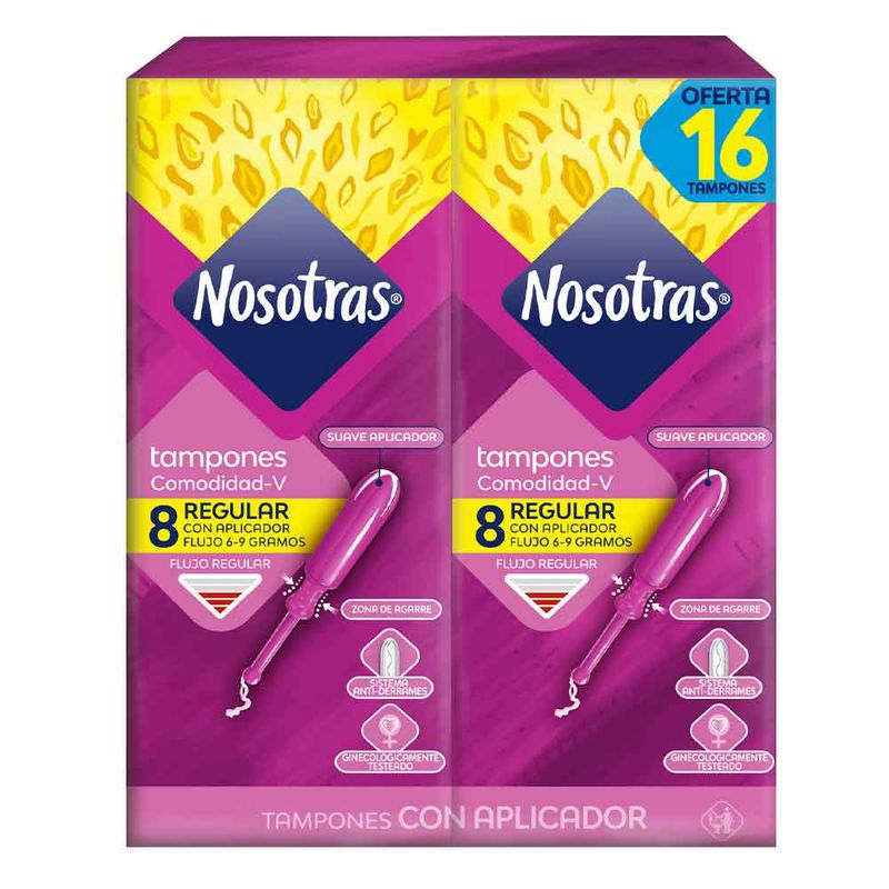 Nosotras Tampones diarios con aplicador regular x2 paquetes x8und c/u