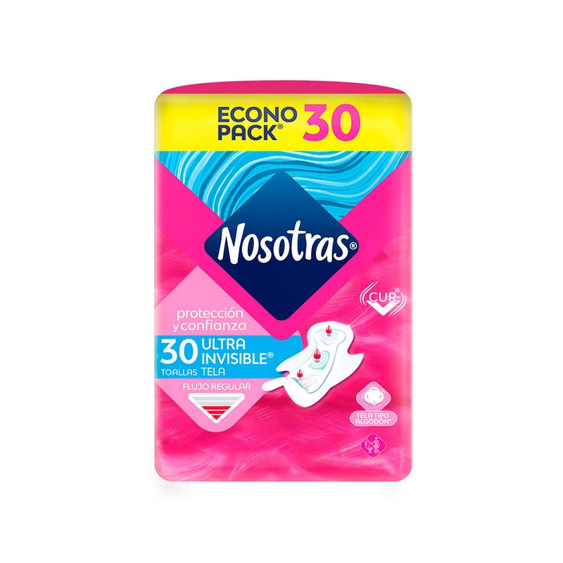 Nosotras Toallas higienicas natural ultrainvisible tela x30und