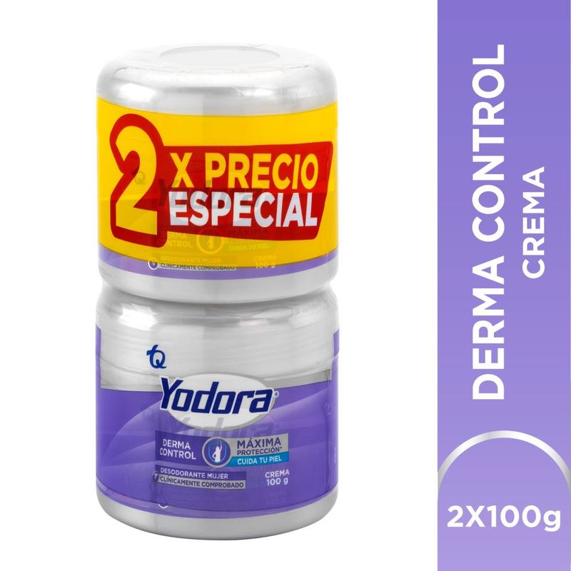 Yodora women's deodorant in derma control cream x2 units x100g each