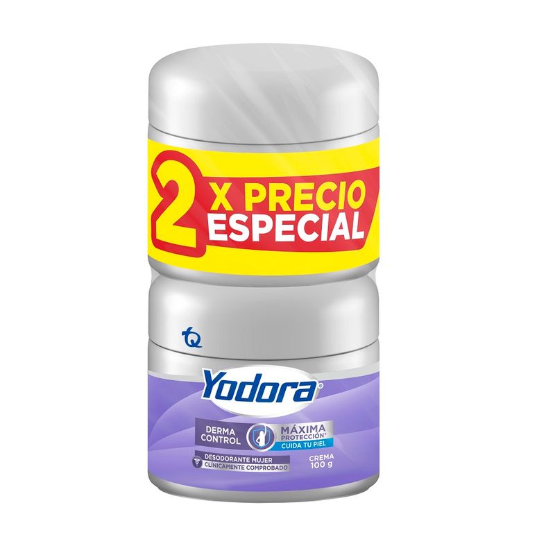 Yodora women's deodorant in derma control cream x2 units x100g each