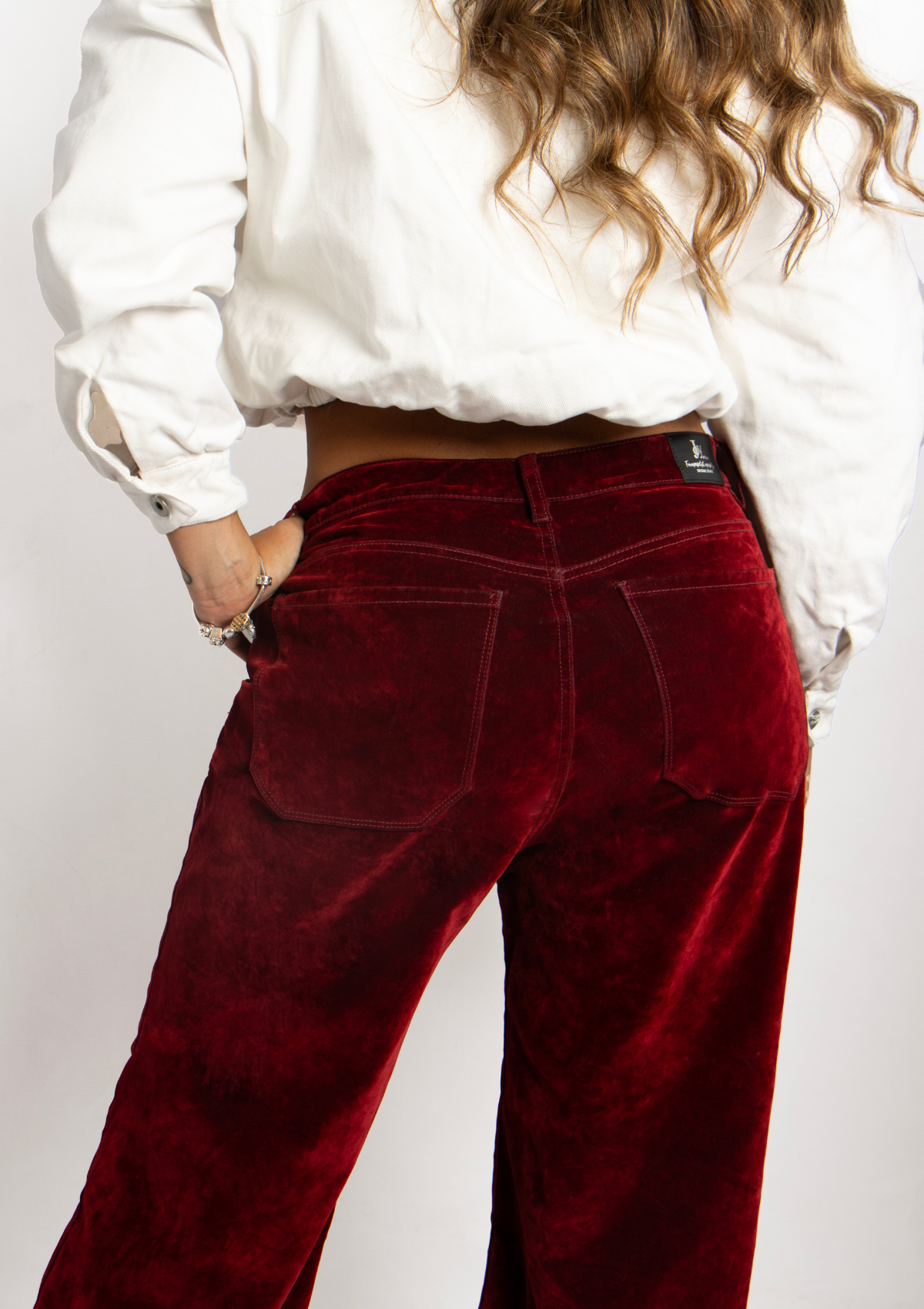 Joy Staz Colombian Jeans Wide Leg Holgado Terciopelo Vinotinto 716008 Jeans Colombianos
