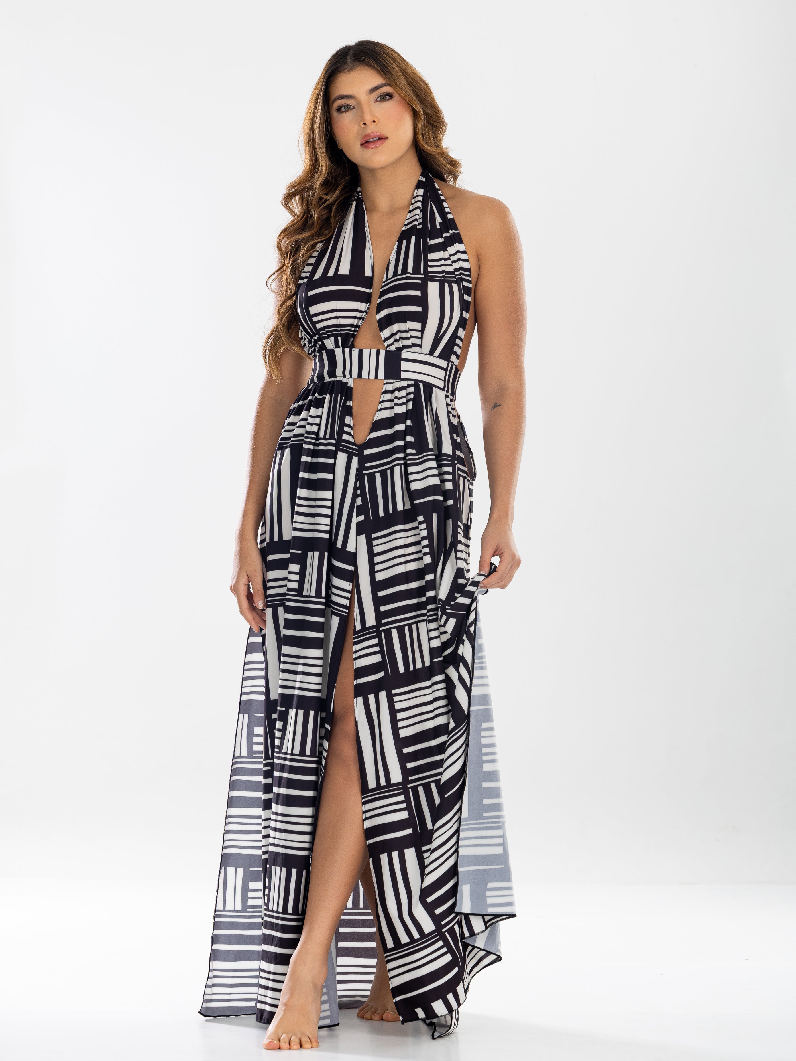 IRGUS Colombian Swimwear Cover Up Largo Halter Geometrico REF. 5000 Vestido de Baño Colombianos