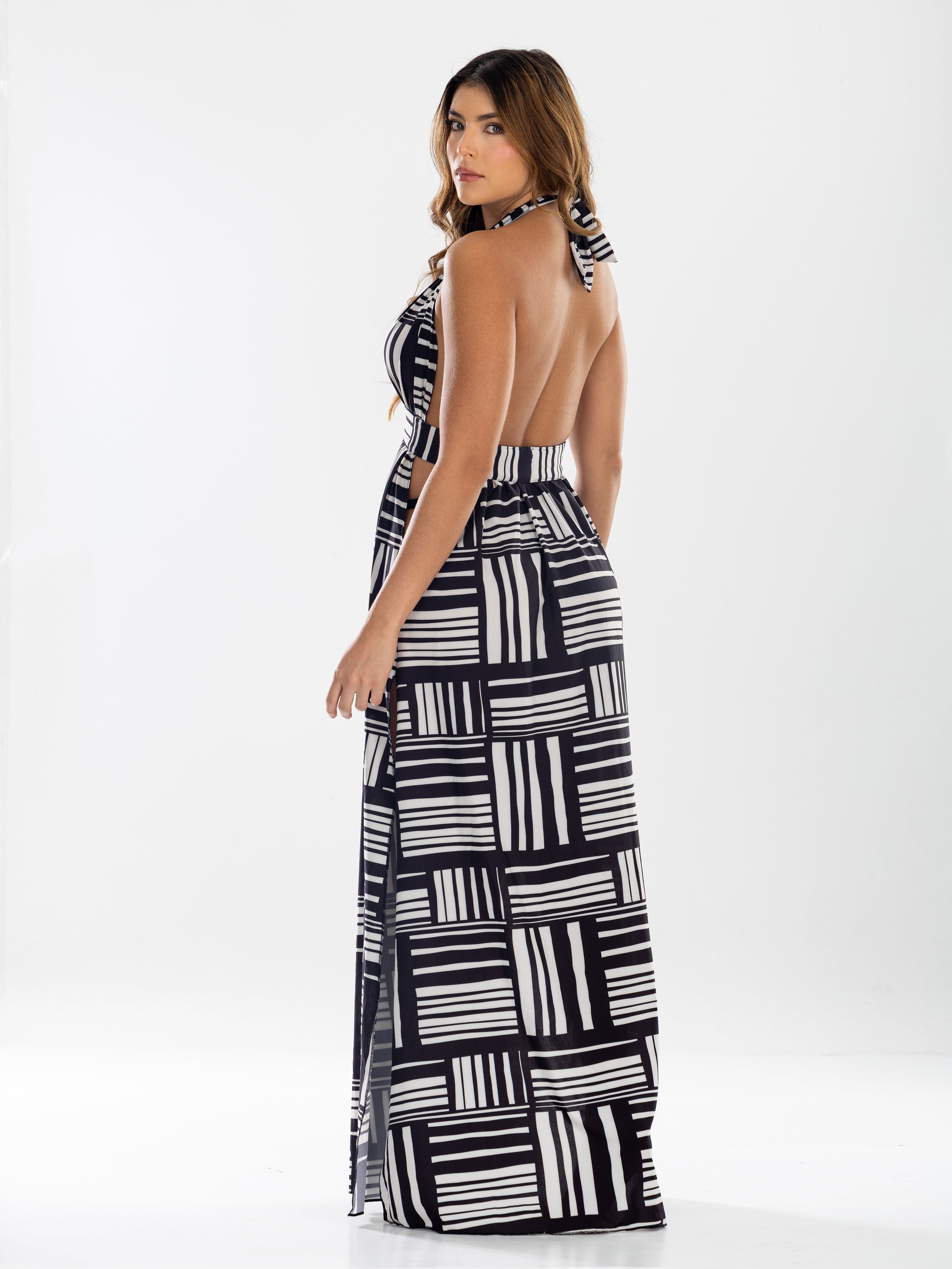 IRGUS Colombian Swimwear Cover Up Largo Halter Geometrico REF. 5000 Vestido de Baño Colombianos
