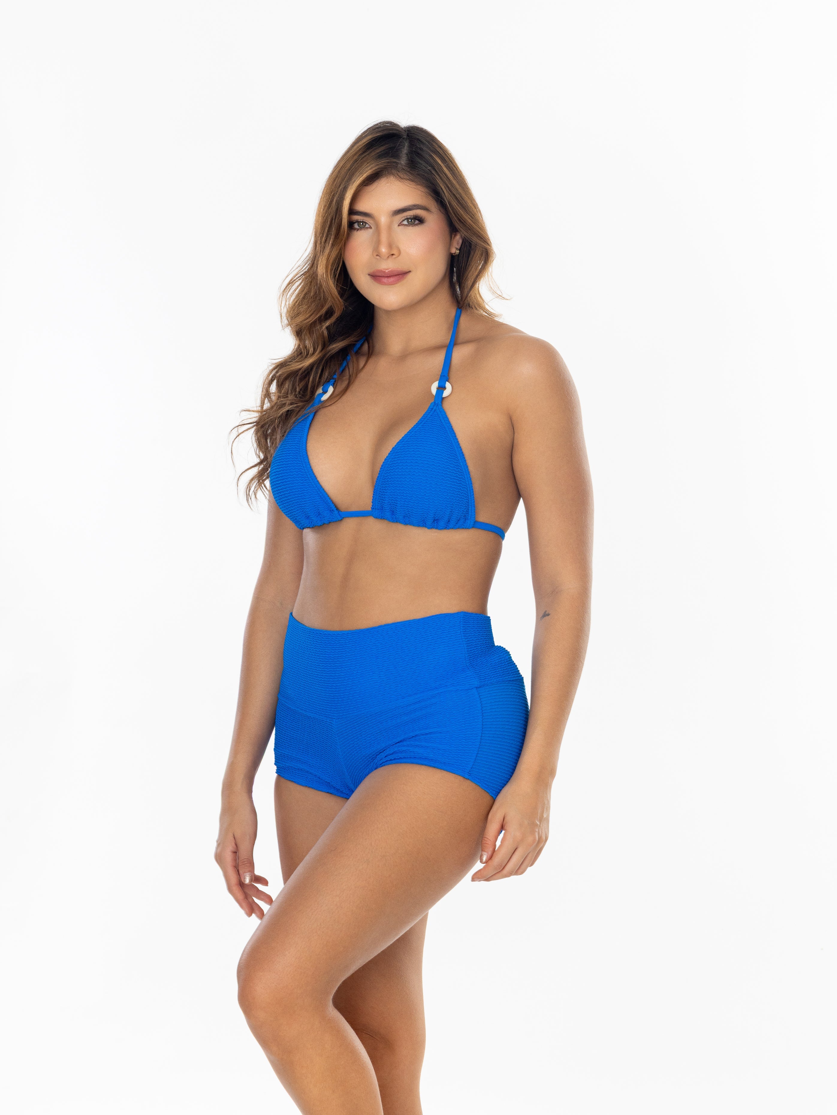 IRGUS Colombian Swimwear Bikini de Tres Piezas Triangular con Mini Pareo REF. 5010 Vestidos de Baño Colombianos