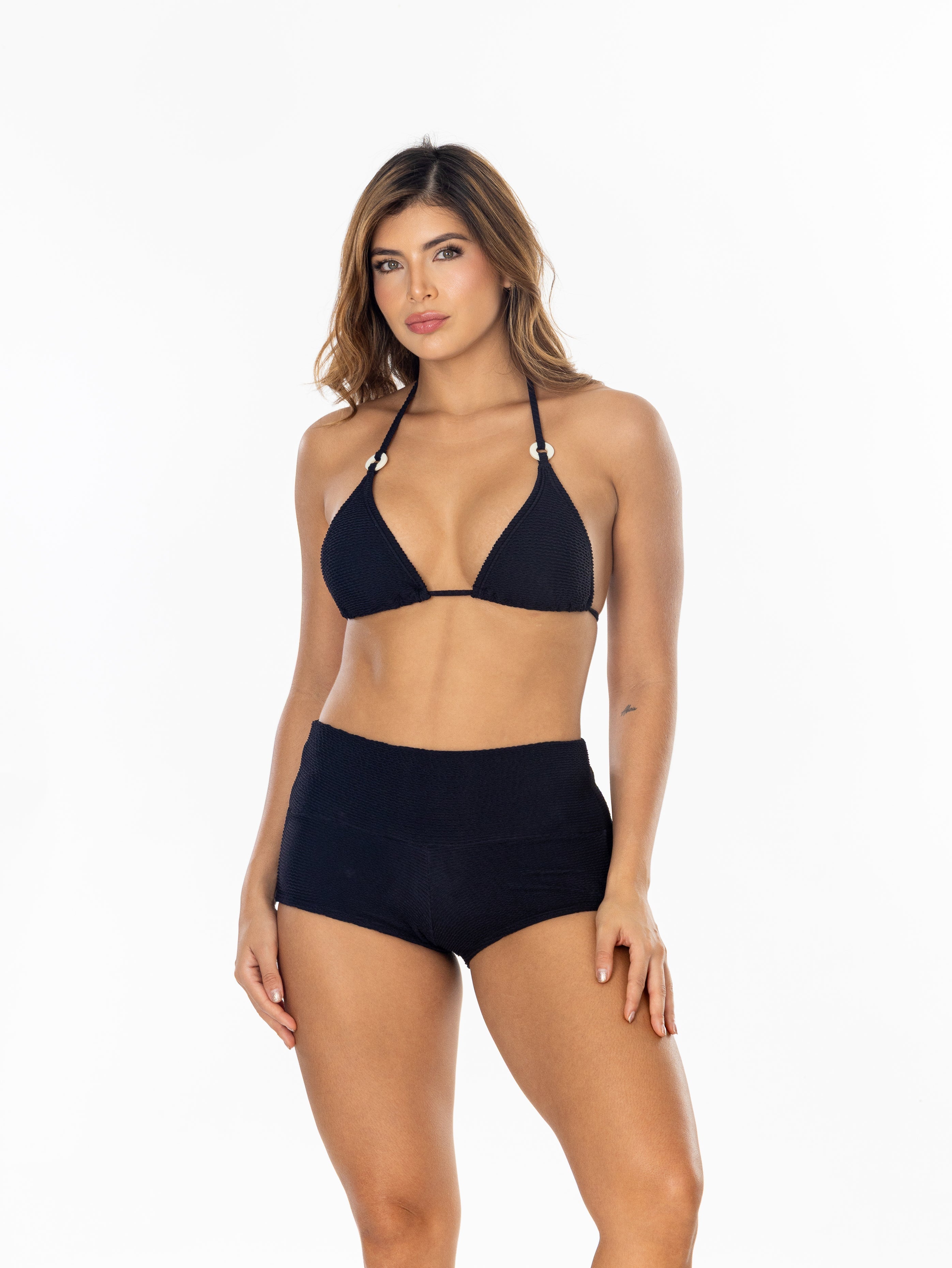 IRGUS Colombian Swimwear Bikini de Tres Piezas Triangular con Mini Pareo REF. 5010 Vestidos de Baño Colombianos