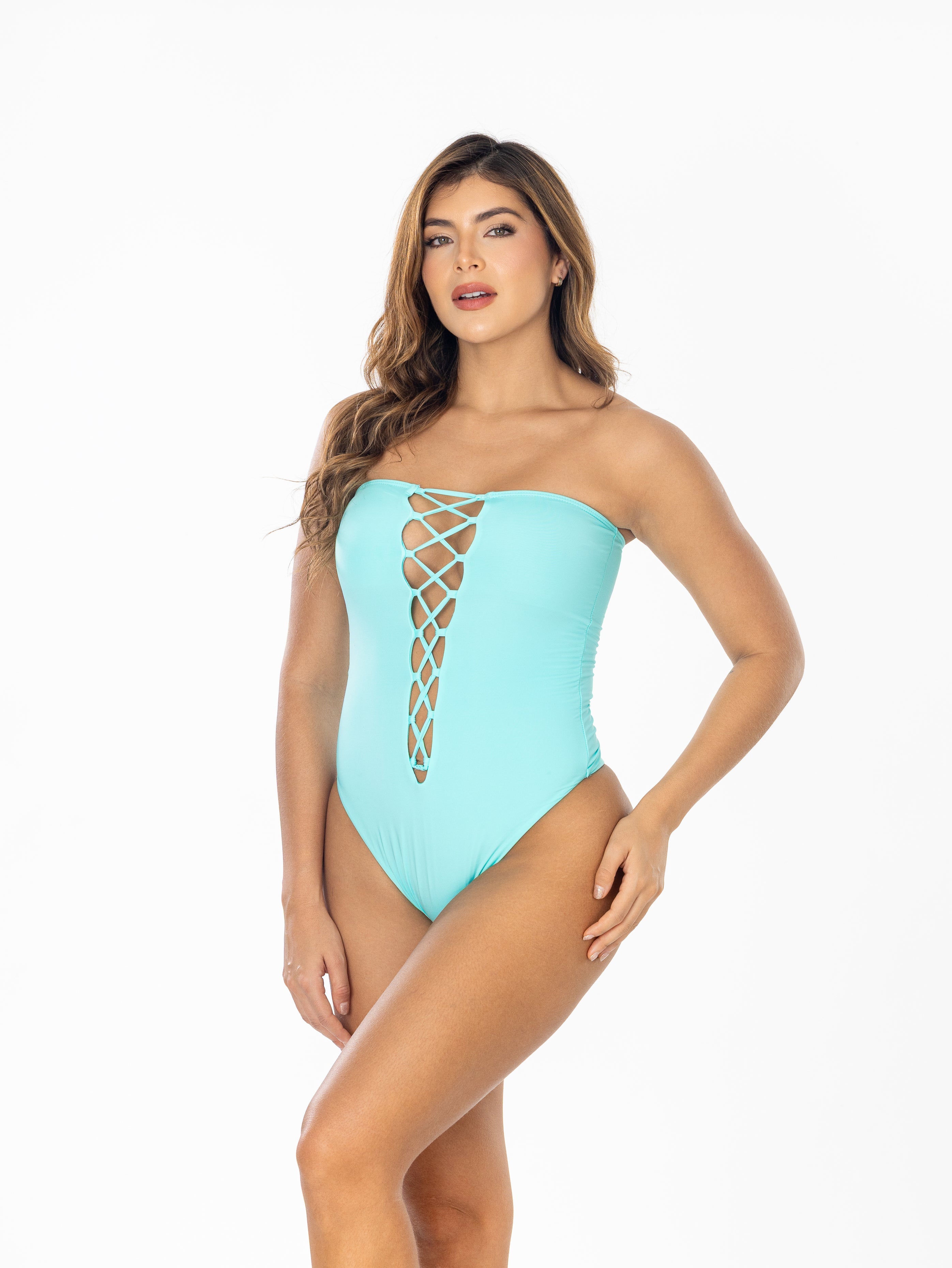 IRGUS Colombian Swimwear One Piece Entero Strapless Lace-Up REF. 5015 Vestidos de Baño Colombianos