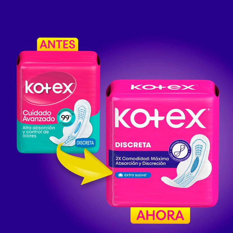 Kotex Toallas Higiénicas Femeninas Discreta 60 Unidades