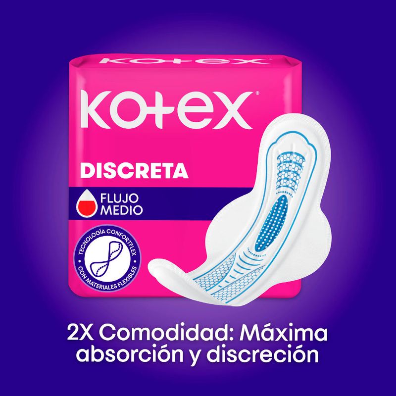 Kotex Toallas Higiénicas Femeninas Discreta 60 Unidades