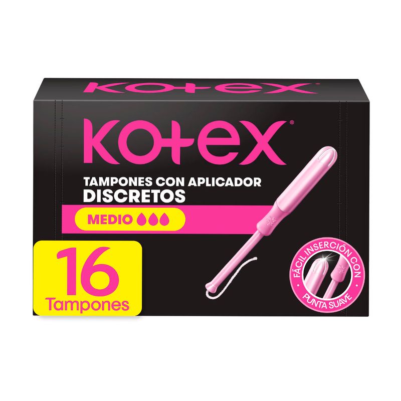Kotex Tampones aplicador flujo medio (16 und)
